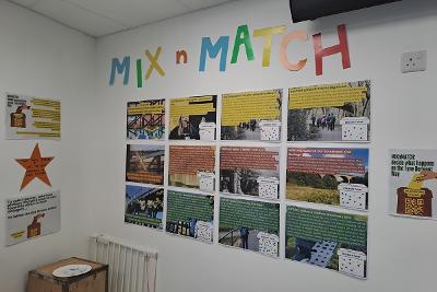 Wall display showing options for mix and match